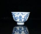 3.4"Rare China Porcelain Ming Dynasty Chenghua Blue White Story Characters  Cup