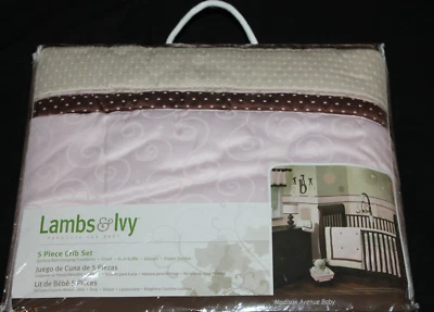 Lambs & Ivy Madison Avenue Bebé Niñas 5 piezas Cuna Juego de Ropa de Cama Rosa Marrón Nuevo Foto 1 de 4