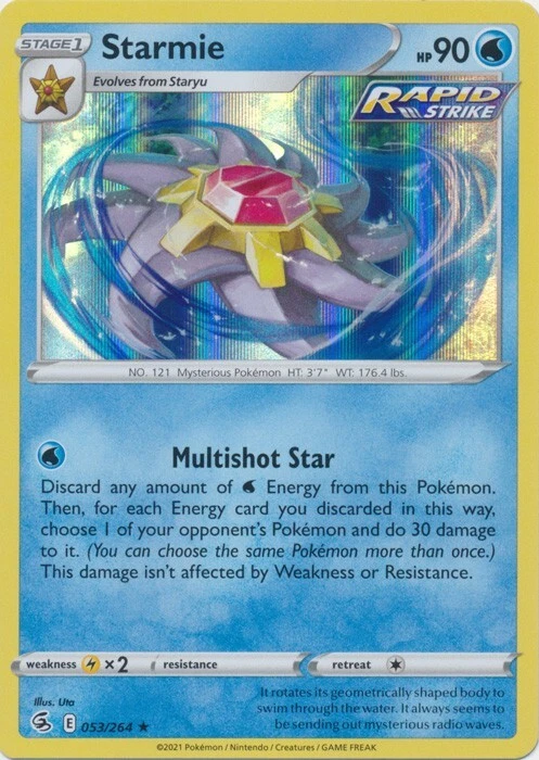 Holo  Starmie - 053/264 Fusion Strike Rare Pokemon TCG - Image 1 of 1