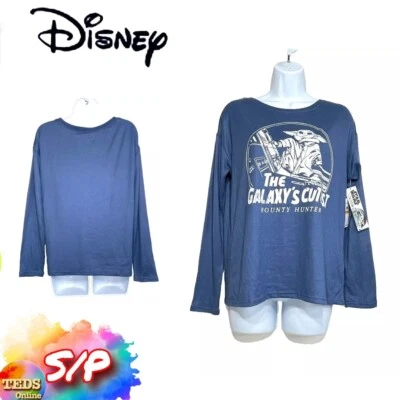 NWT Disney Women's S Star Wars Galaxy's Cutest Bounty Hunter Sleep Top Blue $45 - Image 1 of 4