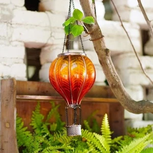 Hot Air Balloon Solar Lantern with Flickering Flame Light Outdoor Solar Hanging - Picture 1 of 3