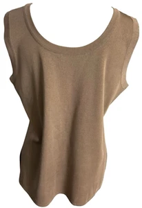 EXCLUSIVELY MISOOK Brown Signature Classic Knit Sleeveless Tank Top Size L - Picture 1 of 5