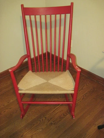 Vintage Danish MCM Hans Wegner by MDB Mobler Fredericia j16 Red Rocking Chair Cover