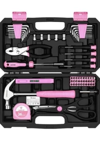 Pink Tool Kit:Deko Tool Set, Pink Hand Tool Kit DIY for Women 62 Pieces, Ladies - Picture 1 of 7