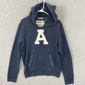 Vintage 90s Abercrombie Fitch Mens Hoodie Medium Blue Y2K Muscle Embroidered - Imagen 1 de 13