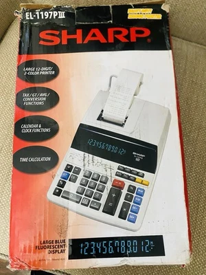 Sharp EL-1197PIII Electronic Printing Calculator Heavy Duty Ribbon Printer - Image 1 of 2