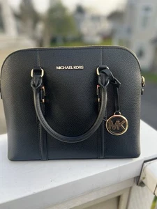 NWT Michael Kors Bedford Legacy Medium Dome Satchel Black Pebble Leather Black - Picture 1 of 7
