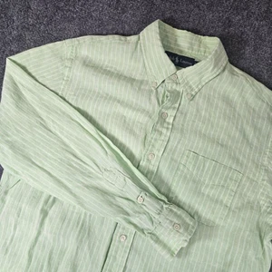 Ralph Lauren Herren hellgrün gestreift 100% Leinen Langarm Button Down Large - Bild 1 von 12