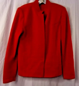 St. John Red Knit Jacket Size 6 Button/Hook & Eye Front Collarless Very Nice - Picture 1 of 3