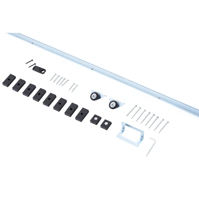 HOMCOM Kit Porta Scorrevole in Metallo Argento con Utensili e Guida - Immagine 1 di 4