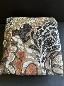 Vtg 70s Bedspread Full Groovy Boho Mod Art Retro Cotton USA Orange Khaki Black - Picture 1 of 24