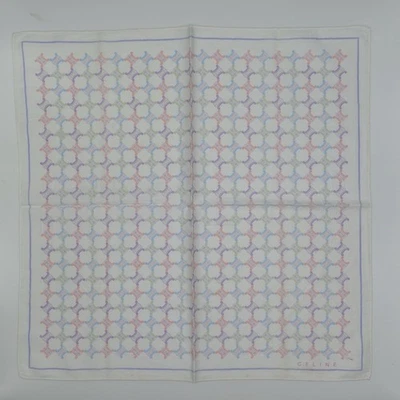 CELINE Paris Blanco Monograma Logo Multicolor Pañuelo Algodón Bufanda 19"x19.5" Foto 1 de 4