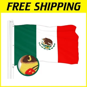 Bestickte Mexiko Flagge leuchtende Farben 6 x 10 Fuß - Bild 1 von 10