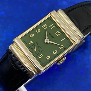 Vintage 1941 Mans HAMILTON HAYDEN Military Green Dial Fully Serviced & WARRANT - Picture 1 of 10