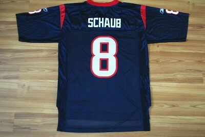 CAMISETA DE LA NFL HOUSTON TEXANS #8 MATE SCHAUB AZUL MARINO TALLA MEDIANA RARA REEBOK AUTÉNTICA Foto 1 de 4