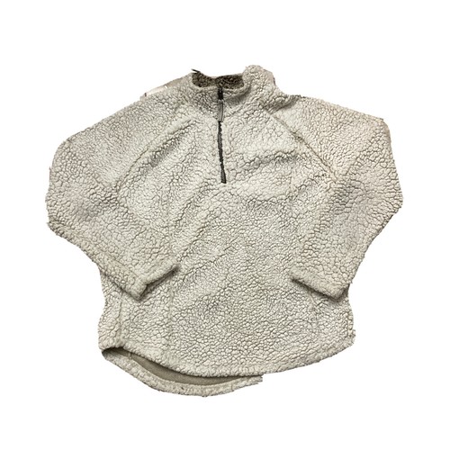 OFF WHITE Giacca sherpa accogliente donna bianco sporco manica lunga foderata pelliccia sintetica 1 4 zip media