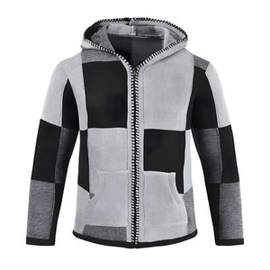 Men's Casual Long Sleeve Hooded Cardigan Sweater Coat with Color Blocking Design - Picture 1 of 17