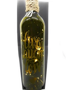 READY TO POST......LIVE LAUGH LOVE, HAND ETCHED BOTTLE, GREEN, BATTERY LIGHTS - Picture 1 of 2