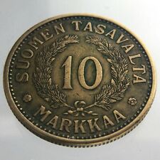 1932 S Finland 10 Markkaa KM# A32 Circulated Coin Aluminum-Bronze W410