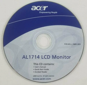 Acer AL1714 LCD Monitor CD Manual Quick Start Acrobat Reader MU.L180K.003 - Picture 1 of 2