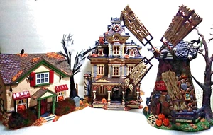 Dept 56~Original Snow Village~Hauntsburg House +Grimsley Manor +Haunted Windmill - Picture 1 of 18