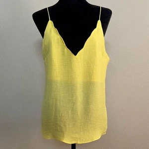 Topshop top women 8 lightweight scallop trim vneck dainty tank yellow - Picture 1 of 9