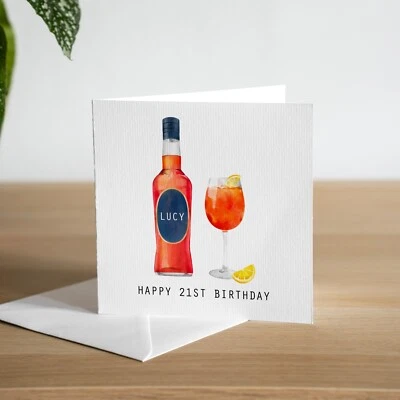 Персонализированная открытка Aperol Spritz на 21-й день рождения для дочери внучки племянницы - Изображение 1 из 3