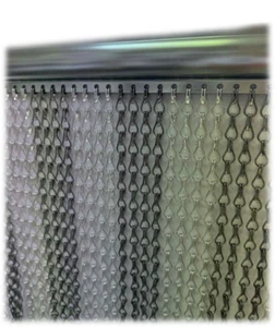 150cm Wide GREY & SILVER Double Hook Door Chain Flyscreen 210cm Drop - Picture 1 of 1