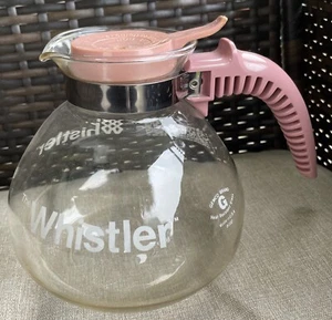 VINTAGE THE WHISTLER COFFEE POT GEMCO BRAND 8 CUP Glass MADE IN USA Rare Pink - Picture 1 of 7