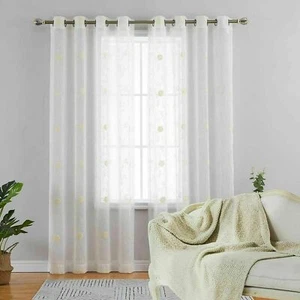 CAROMIO 2X Semi Sheer Curtains Panels Voile Drapes Farmhouse Window Treatments - Picture 1 of 18
