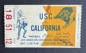 Vintage 1966 NCAA Football Cal Bears vs USC Trojans Ticket Stub 11/5/66 - Picture 1 of 2