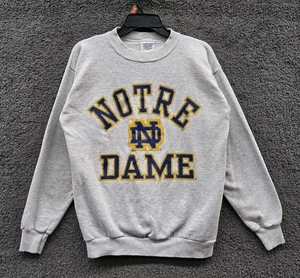 Sudadera De Colección Notre Dame Cuello Redondo Adulto Grande Gris Manga Larga Universidad Años 90 - Imagen 1 de 15