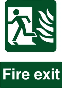 Fire Exit Fire Left Green Fire Evacuation Signage Acrylic Or Vinyl Sign - Picture 1 of 2