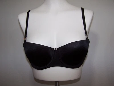 Sujetador Victoria's Secret Negro Satinado Balconet 05/11, Acentos Estrás Talla 34B Foto 1 de 4