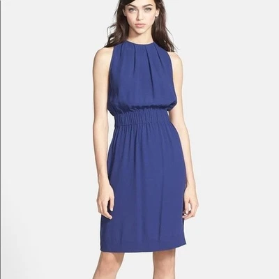 Vestido midi plisado azul marino Kate Spade New York para mujer talla 4 - sin mangas con lazo trasero Foto 1 de 4