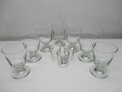 Libbey Footed Rocks Glasses 5.5oz Set Of (7) 4 1/4" Tall And 3 Shot Glasses - Image 1 of 4