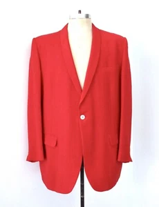 Vtg 70s 80s Red Palm Beach Golf Resort Holiday Blazer Tuxedo Jacket 46 Reg - Picture 1 of 12