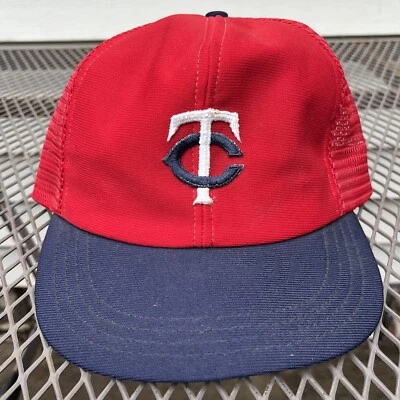 Vintage Minnesota Twins Snapback Baseball Hat Red Mesh Back USA Made - Image 1 of 4