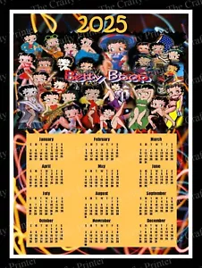 MAGNETE CALENDARIO 2025 - BETTY BOOP collage stampa foto d'epoca - dimensioni 8" x 10" - Foto 1 di 2