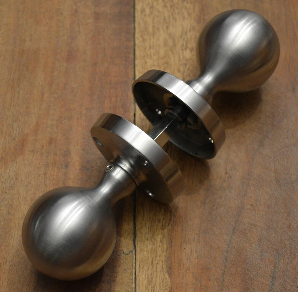 Victorian Style Satin Chrome 50mm Door Knobs, Ball shape, half-Sprung (JV48SC)  - Image 1 of 1