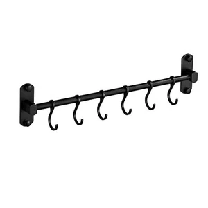 Kitchen Rail With 6 Sliding Hooks Wall Mount Kitchen Utensil Rack Pan And Pot Ha - Picture 1 of 6