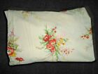 VINTAGE SEARS SHERWOOD GARDEN SPRAYS ROSES GREEN FLORAL (1) TWIN FITTED SHEET 8
