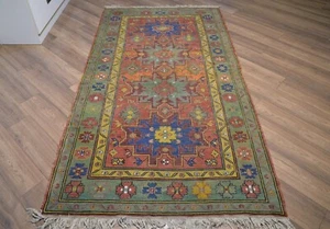 Vintage Caucasian Lesghi Star Kuba Soumak Rug Carpet 142x263cm 4'8"x8'8" - Picture 1 of 9