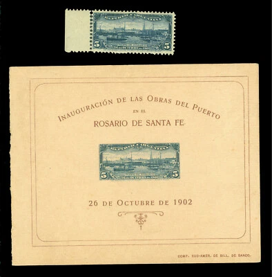 ARGENTINA 1902 ROSARIO River Port completion issue Sc# 143 + commemorative card - Image 1 of 2