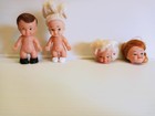 1965 Pee Wees Vintage 3.75 " Pocket Dolls by Uneeda Co. 2 dolls + 2 heads