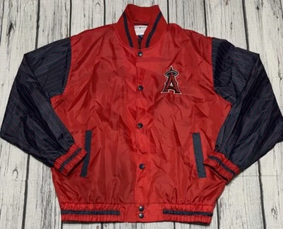 Vintage 90s MLB Anaheim Angels Pinstriped Windbreaker Snap Jacket Adult Size XL - Image 1 of 4