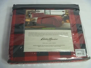Eddie Bauer Twin Duvet Cover Set w/Matching Sham Red Black 68x88 - Picture 1 of 6