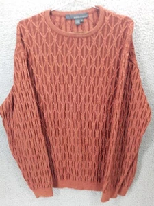 Tricots St Raphael Men's XL Rust Cable Knit Merino Cotton Sweater VTG - Picture 1 of 5