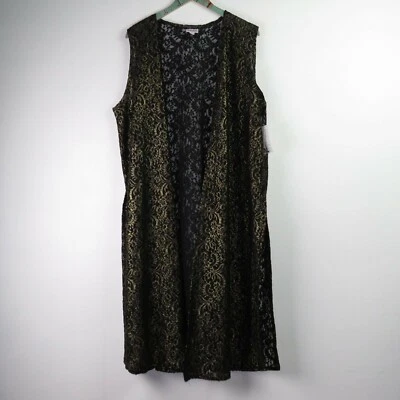 Chaleco Lularoe Joy para Mujer Elegante Colección Negro Dorado Encaje Unicornio XL Foto 1 de 4