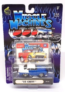 Muscle Machines 1/64 Scale 71151 03-27 - 1955 Chevrolet Chevy - Blue/White - Picture 1 of 5
